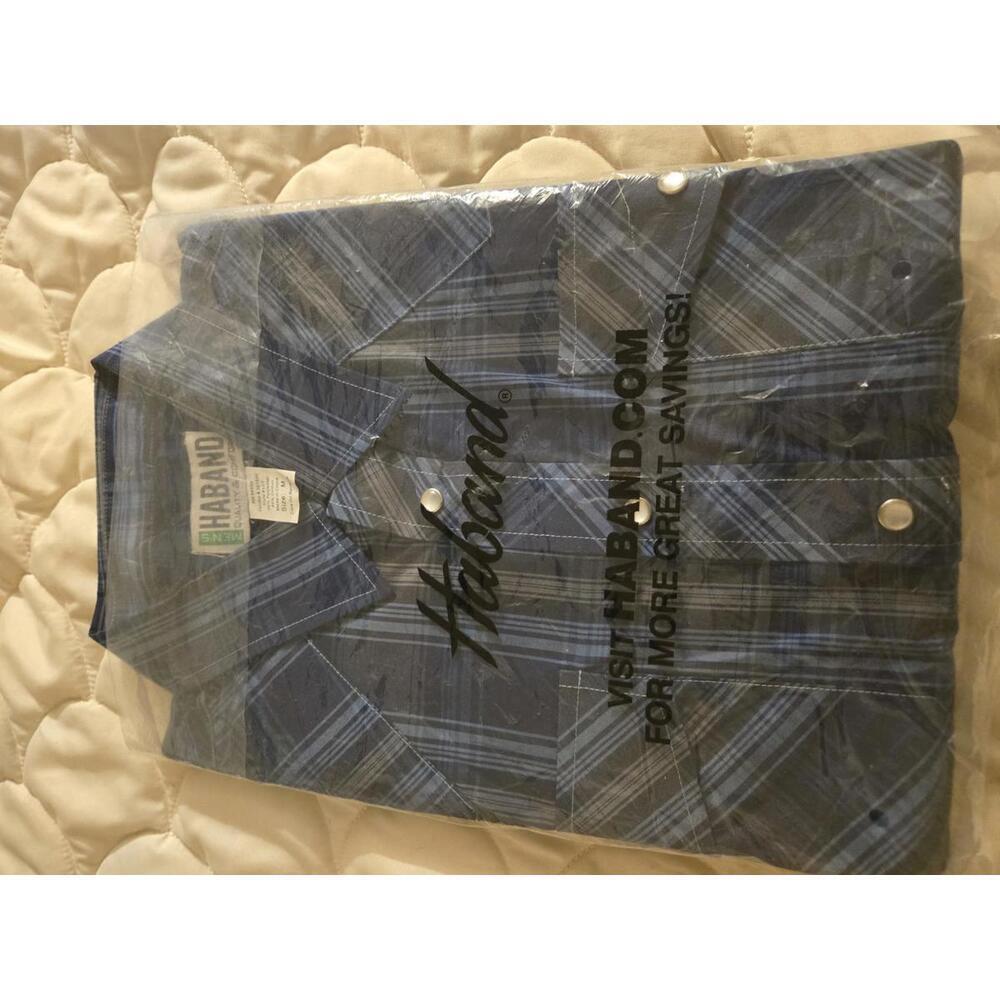 Haband Men's Blue Plaid western with pearl snaps